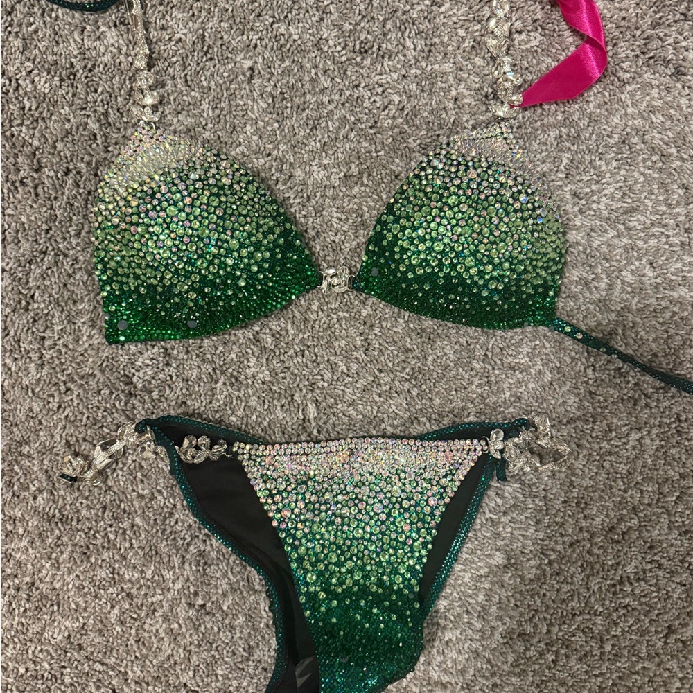Emerald Rhinestone Bikini Set - image 1